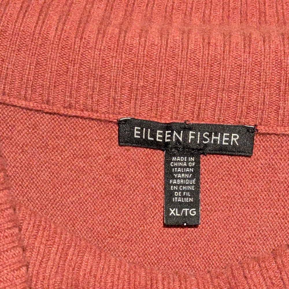Eileen Fisher 100% Wool Turtleneck Sweater Oversized Rose Pink Sz XL - Picture 4 of 5